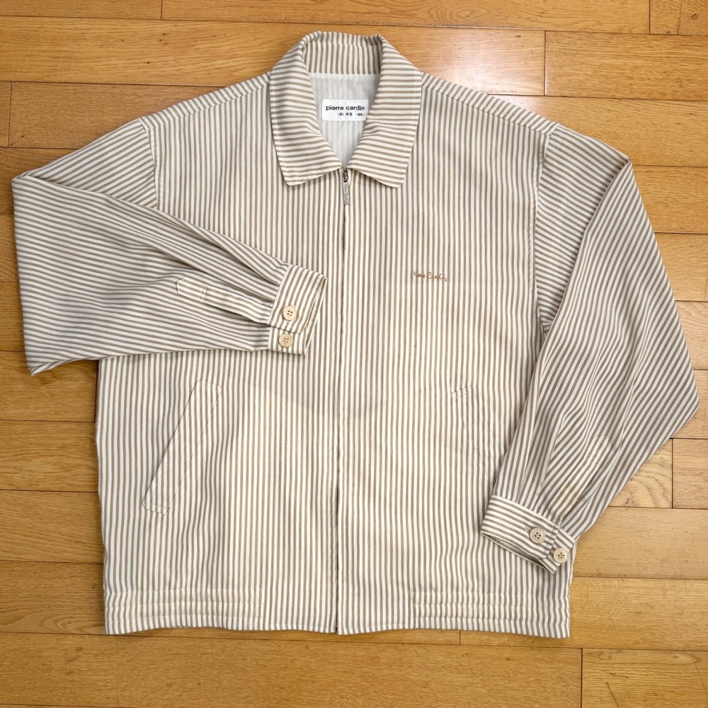 Rare Vintage Pierre Cardin Striped Zip Up Jacket‎ Lightweight Made for Korea